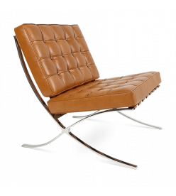 Van Der Rohe Barcelona Chair in Tan Brown Leather - front angle