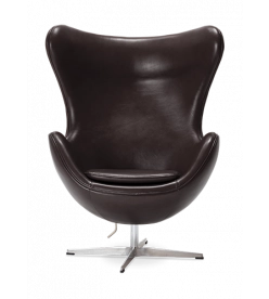 Wingback Armchair Leather Dark Brown Front View