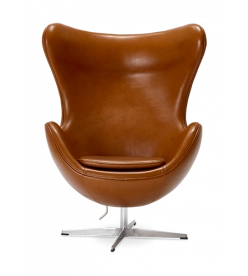 Wingback Armchair in Tan Brown Leather - front