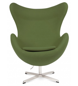 Wingback Armchair Wool Green Front View