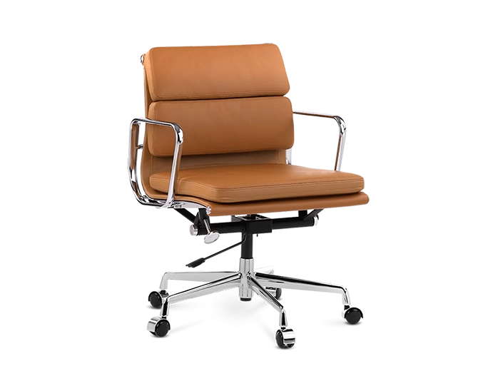 Eames Style EA217 Office Chair Tan Brown Leather