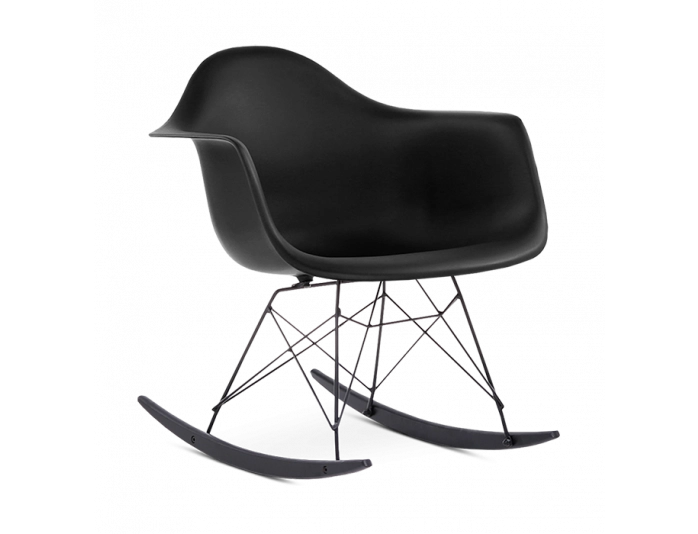 Eames RAR Rocking Chair Replica in Black Black Legs Black
