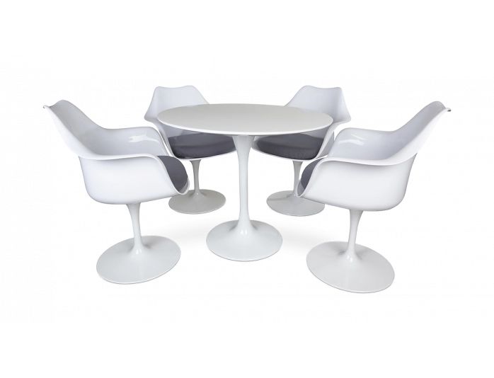 Saarinen 90cm Tulip Table 4 Armchairs Replica Pash Classics
