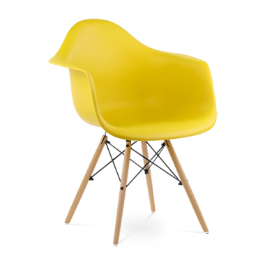 Eames Style DAW Chair - Mustard & Beech Legs