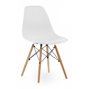 Eames Style DSW Chair - White & Beech Legs